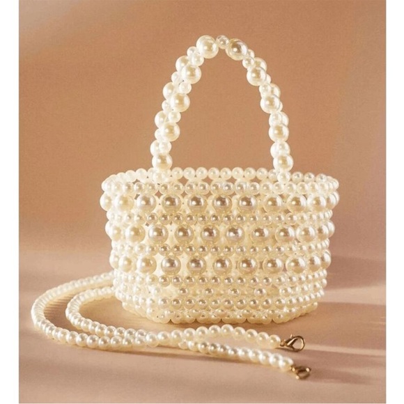 🤍 LULLA COLLECTION Pearl Beaded Mini Evening Bridal Clutch Purse Bag NWT - Picture 7 of 8